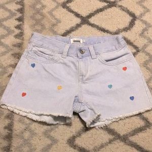 Girls denim embroidered heart shorts size 7